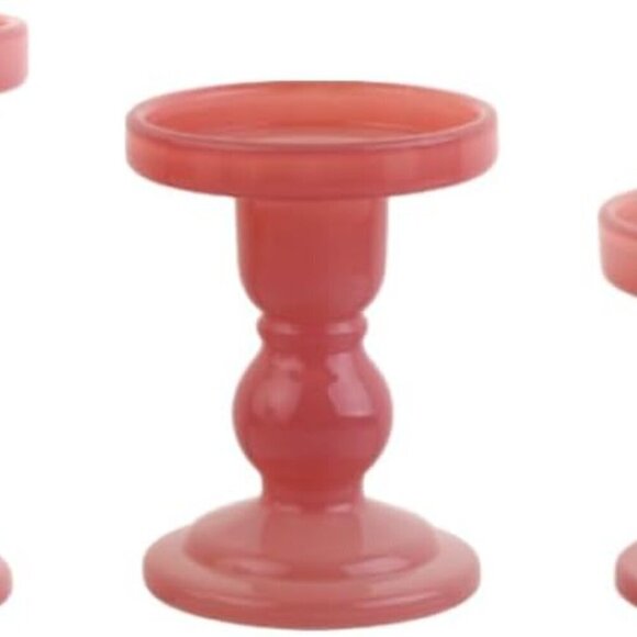 3-Piece Set of Glass Candlestick, Crystal Candlestick Holder (PINK) / BR… - Picture 6 of 7